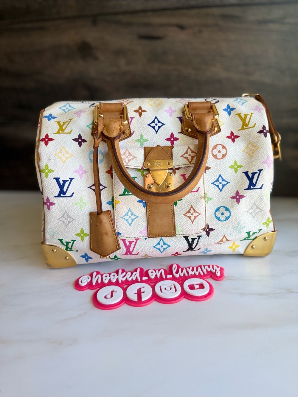 SOLD XPost Louis Vuitton Takashi Murakami Vintage White Multicolor Speedy 30 Bag - Picture 2 of 16